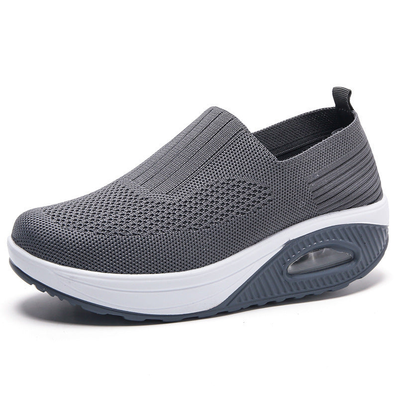 Women's shoes with thick sole and air cushion comfortable for casual sports breathable and fly woven soft soled women's shoes - Korvel
