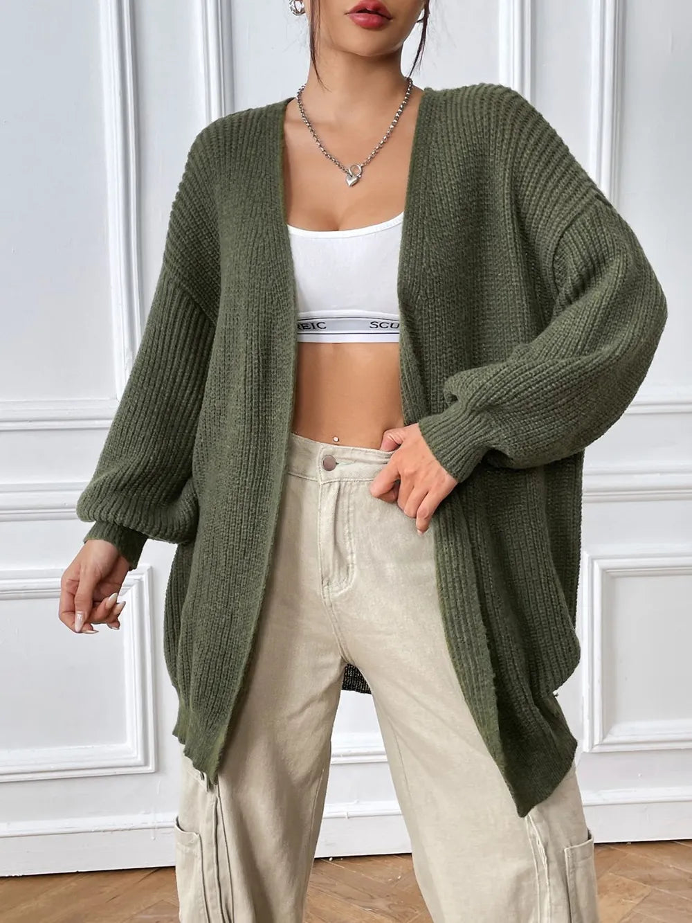 Cardigan Casual de Color Sólido para Mujeres para Otoño e Invierno