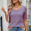 T-shirt à manches courtes rayé pour femmes