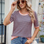 T-shirt à manches courtes rayé pour femmes
