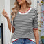 T-shirt à manches courtes rayé pour femmes