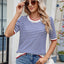 T-shirt à manches courtes rayé pour femmes