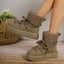 Women's Thick-soled Cross-strap Snow Boots Women Winter Round Toe Flock Plush Warm Mid Heel Water Proof Casual Warm Snow Boots - Korvel