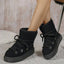 Women's Thick-soled Cross-strap Snow Boots Women Winter Round Toe Flock Plush Warm Mid Heel Water Proof Casual Warm Snow Boots - Korvel