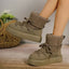Women's Thick-soled Cross-strap Snow Boots Women Winter Round Toe Flock Plush Warm Mid Heel Water Proof Casual Warm Snow Boots - Korvel