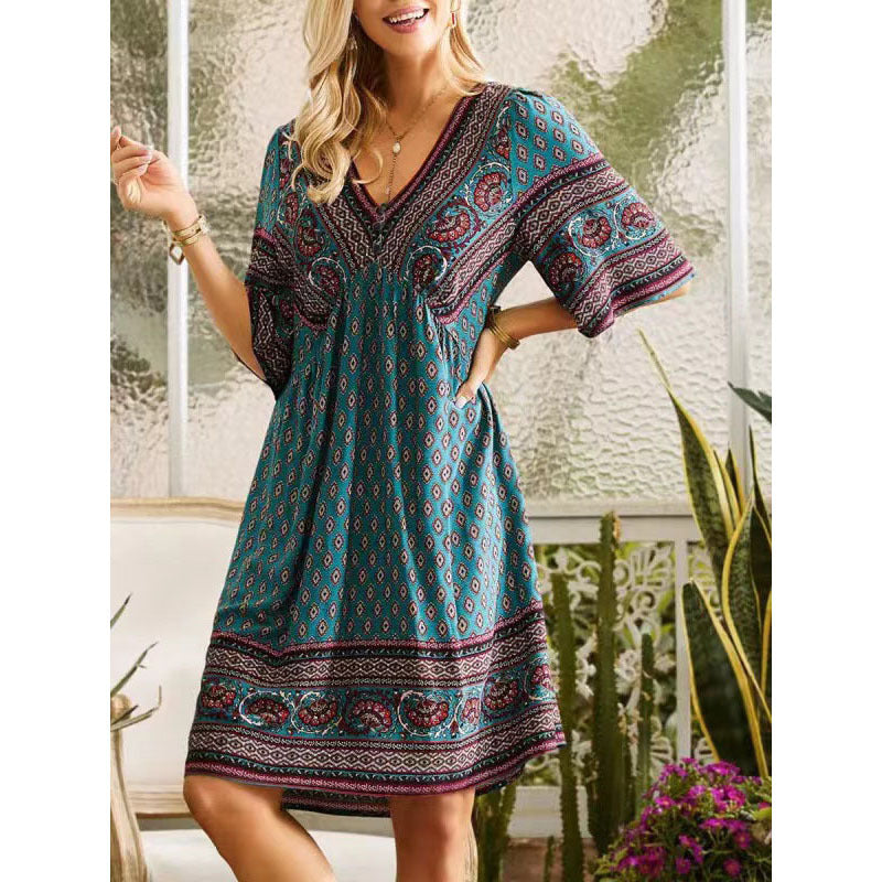 Women's vacation ethnic style dress - Korvel