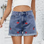 Shorts en denim brodés de cerise pour femmes
