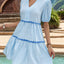 Women's Vertical Striped Stand-Up Collar Lace Patchwork Dress