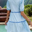 Women's Vertical Striped Stand-Up Collar Lace Patchwork Dress