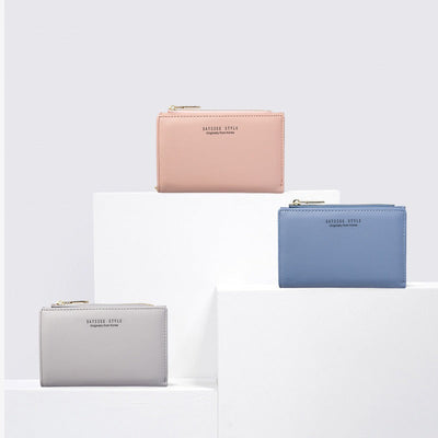 Cartera Ultra Fina con Cremallera Lateral para Mujer