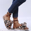 Zapatillas de Piel Sintética con Estampado de Leopardo para Mujeres