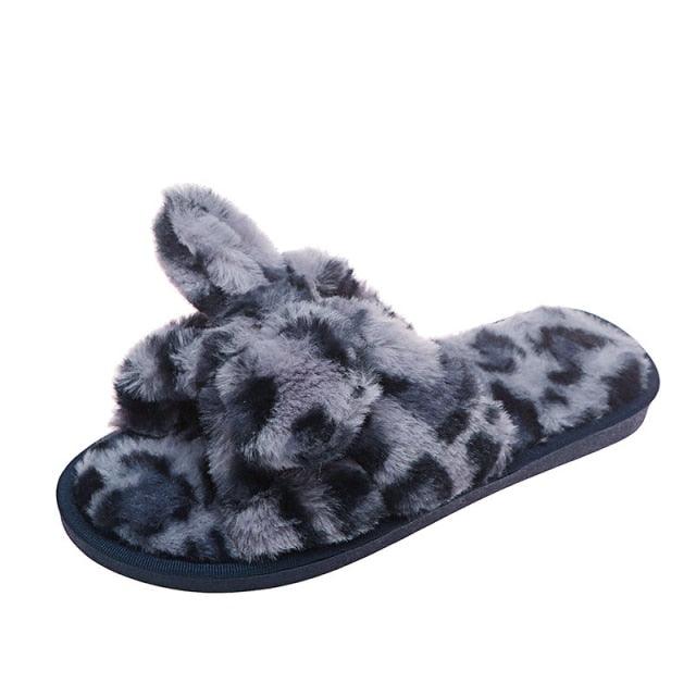 Zapatillas de Piel Sintética con Estampado de Leopardo para Mujeres