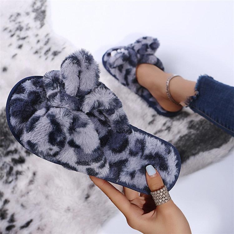 Zapatillas de Piel Sintética con Estampado de Leopardo para Mujeres