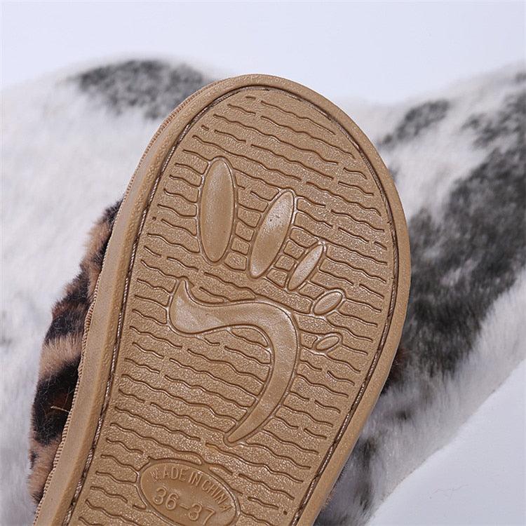 Zapatillas de Piel Sintética con Estampado de Leopardo para Mujeres