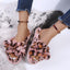 Zapatillas de Piel Sintética con Estampado de Leopardo para Mujeres