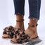 Zapatillas de Piel Sintética con Estampado de Leopardo para Mujeres