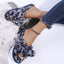 Zapatillas de Piel Sintética con Estampado de Leopardo para Mujeres