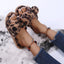 Zapatillas de Piel Sintética con Estampado de Leopardo para Mujeres
