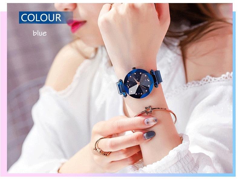 Montre Femme Luxe Ciel Étoilé avec Accents en Diamant