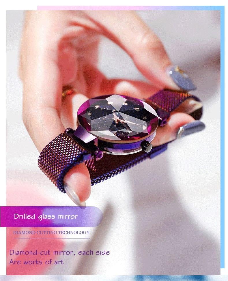 Montre Femme Luxe Ciel Étoilé avec Accents en Diamant