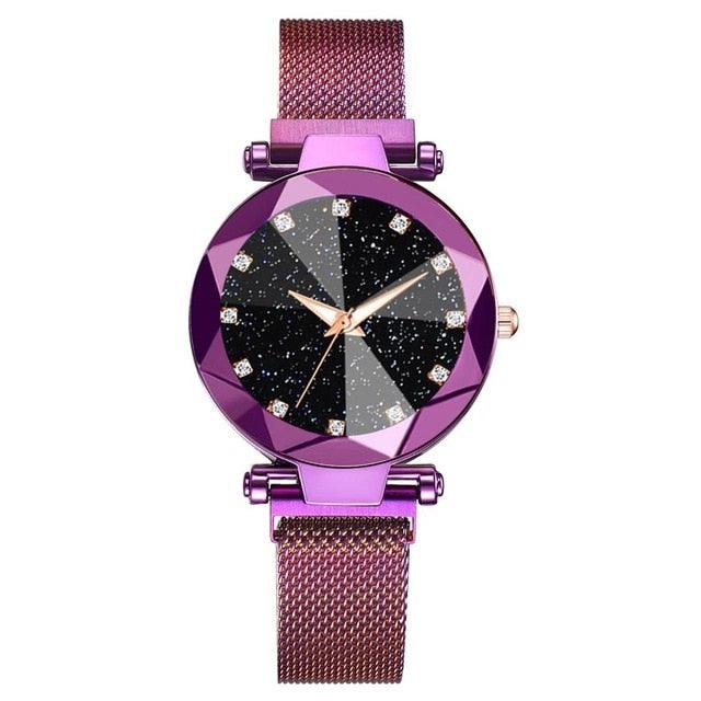 Montre Femme Luxe Ciel Étoilé avec Accents en Diamant