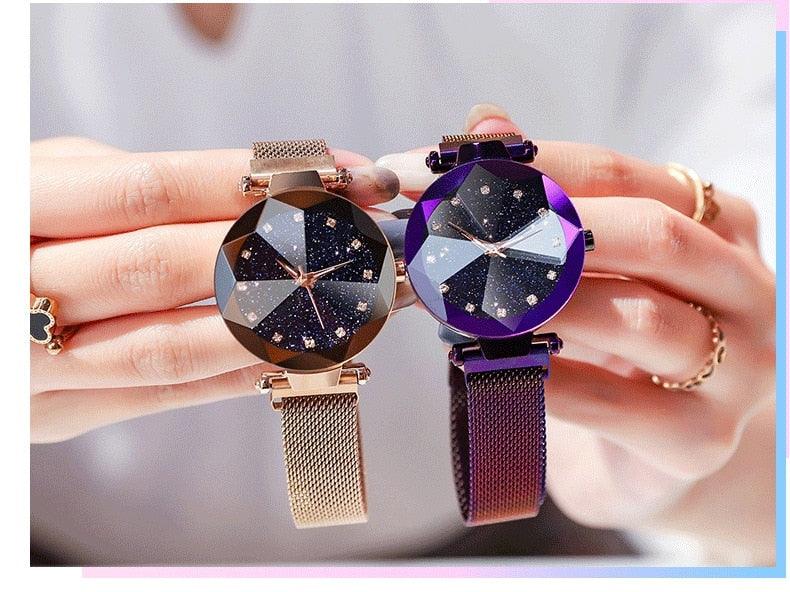 Montre Femme Luxe Ciel Étoilé avec Accents en Diamant