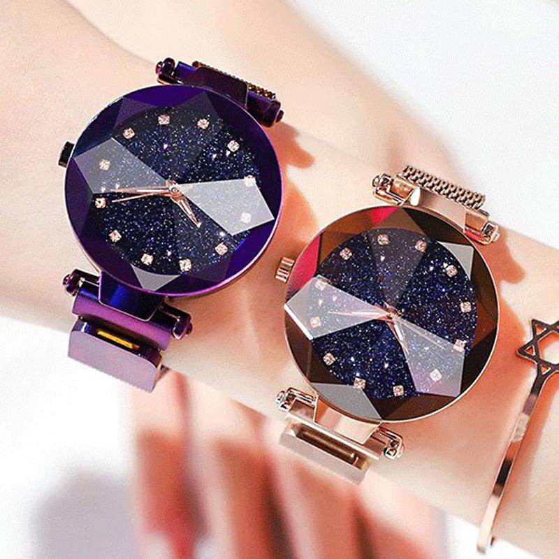 Montre Femme Luxe Ciel Étoilé avec Accents en Diamant