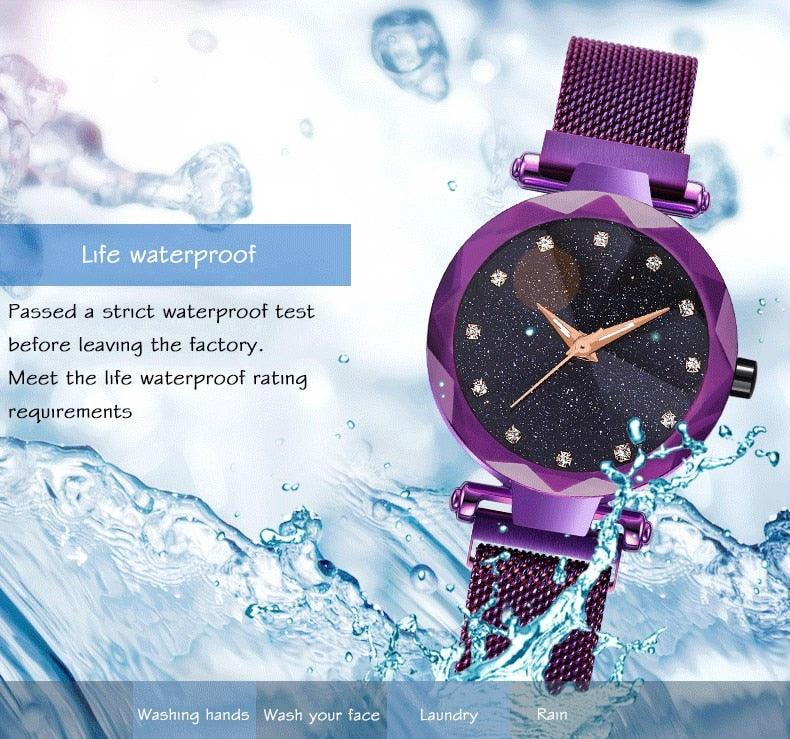 Montre Femme Luxe Ciel Étoilé avec Accents en Diamant