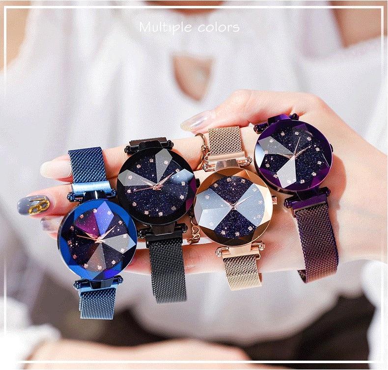 Montre Femme Luxe Ciel Étoilé avec Accents en Diamant