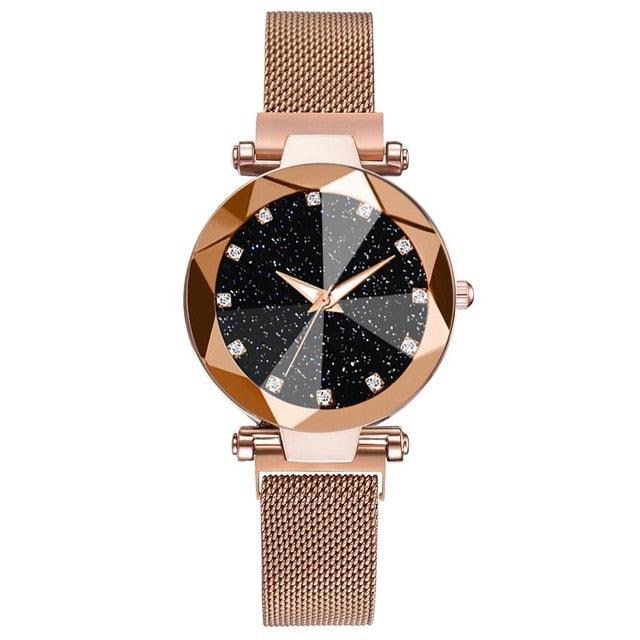 Montre Femme Luxe Ciel Étoilé avec Accents en Diamant