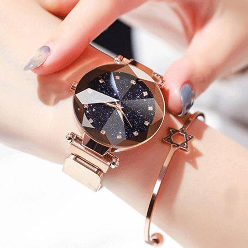 Montre Femme Luxe Ciel Étoilé avec Accents en Diamant