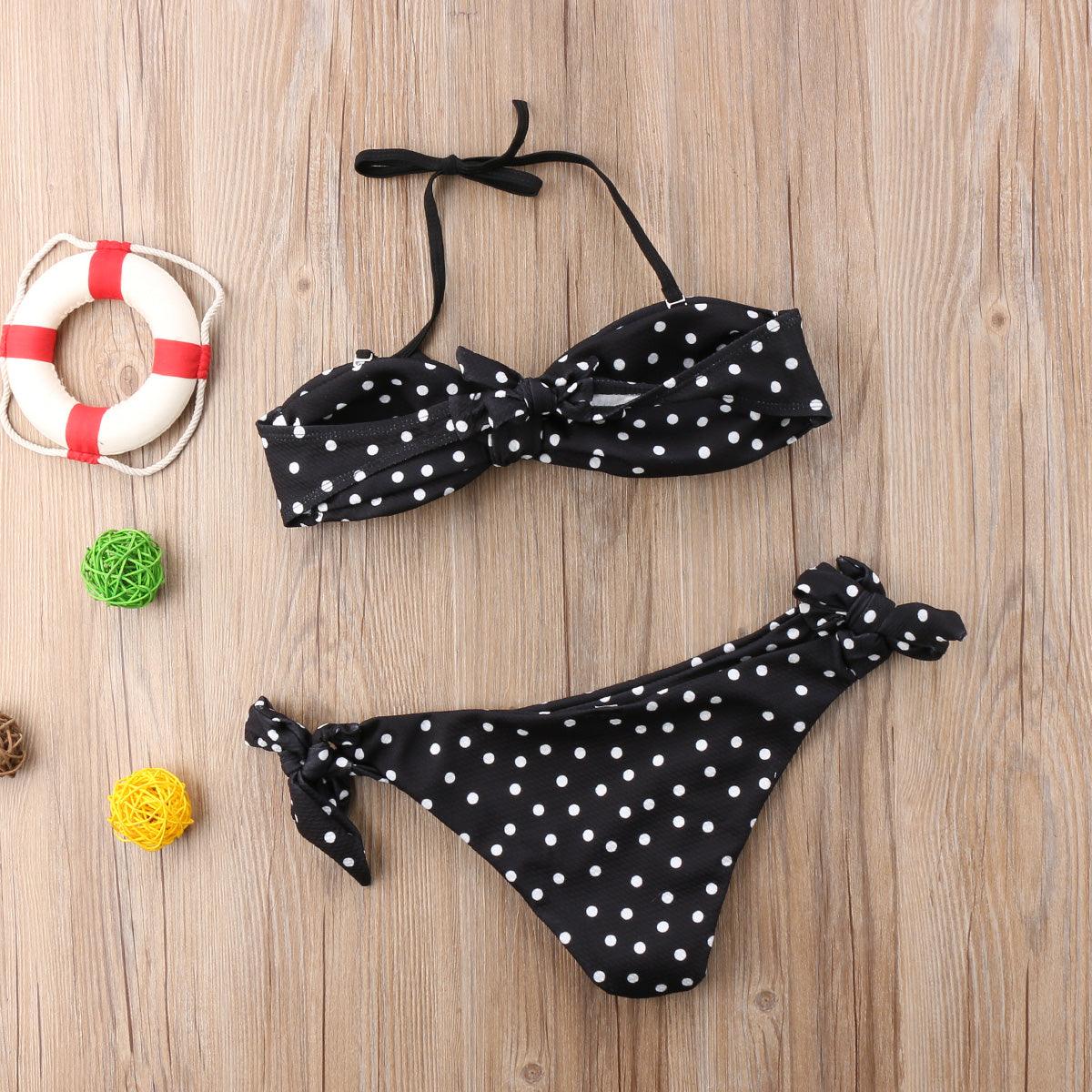 Conjunto de Bikini Elegante para Mujeres sin Tirantes con Estampado de Lunares