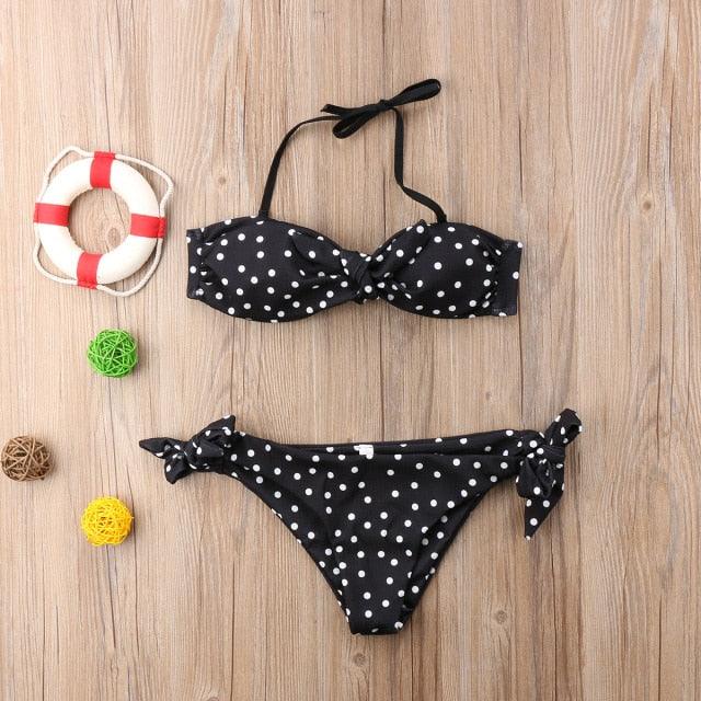 Conjunto de Bikini Elegante para Mujeres sin Tirantes con Estampado de Lunares
