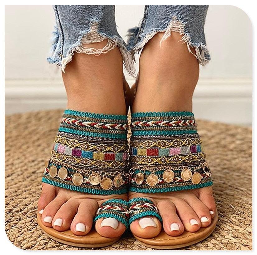 Sandales plates d'été élégantes pour femmes - Confortables et stylées