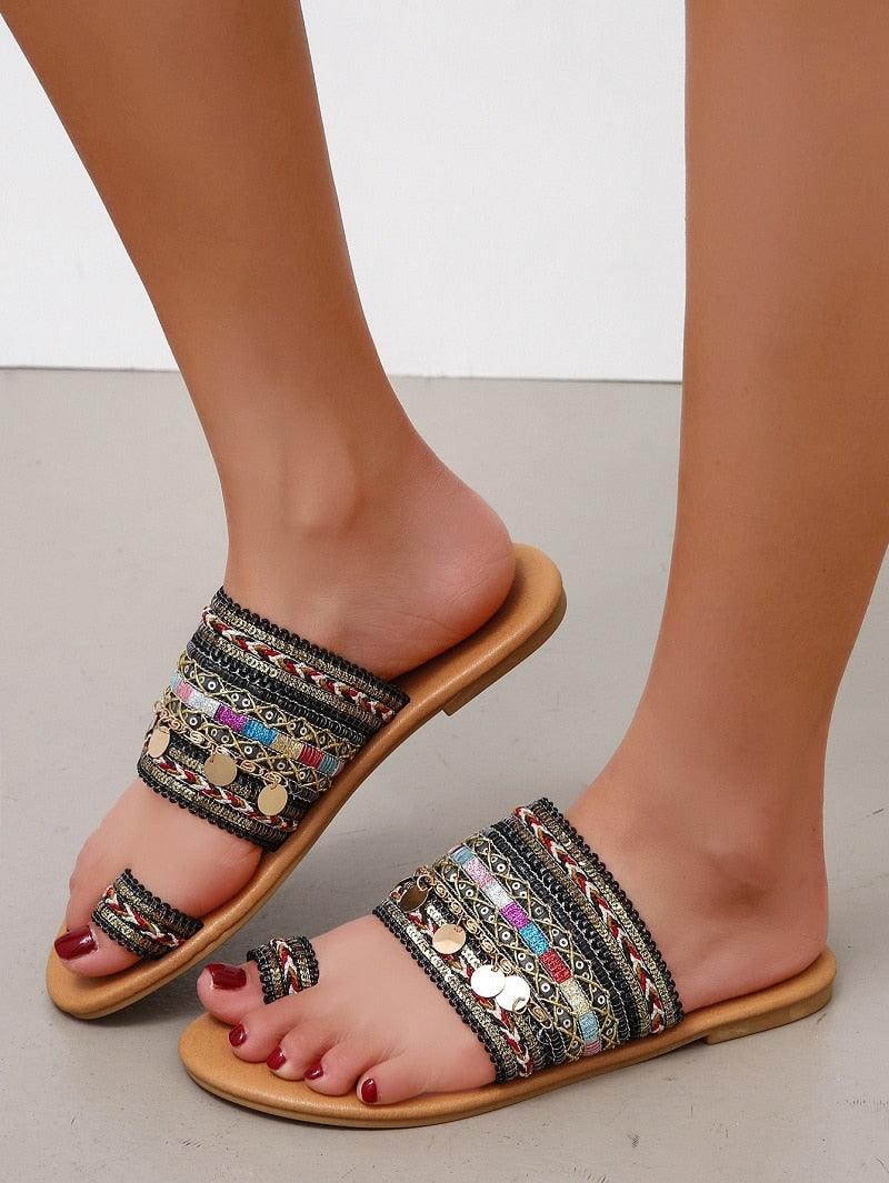 Sandales plates d'été élégantes pour femmes - Confortables et stylées