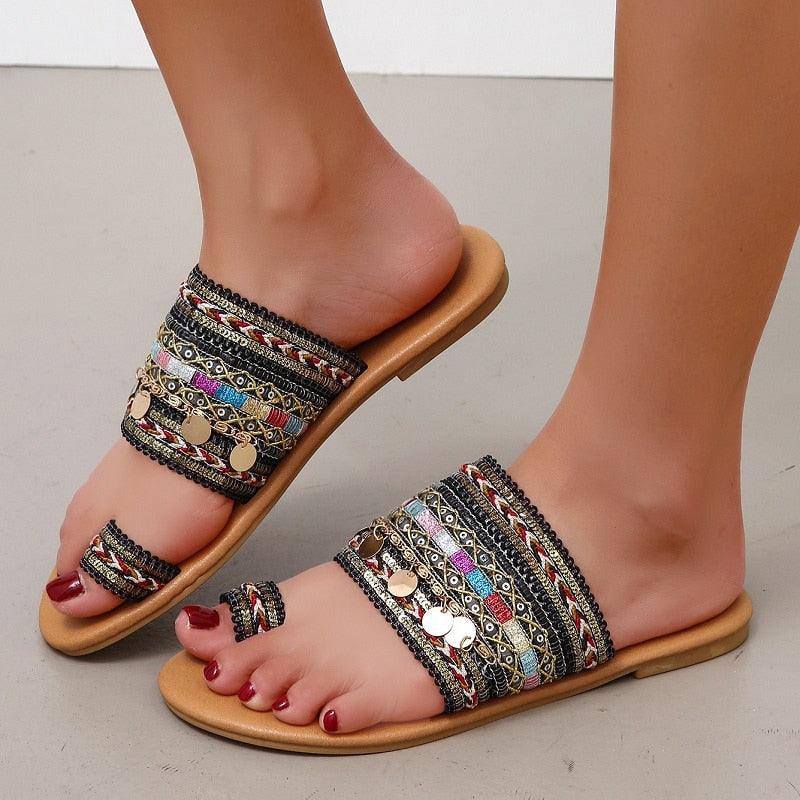 Sandales plates d'été élégantes pour femmes - Confortables et stylées
