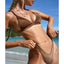 Chic Women's Ribbed Triangle Micro Bikini Set - Stylish Beachwear - Korvel