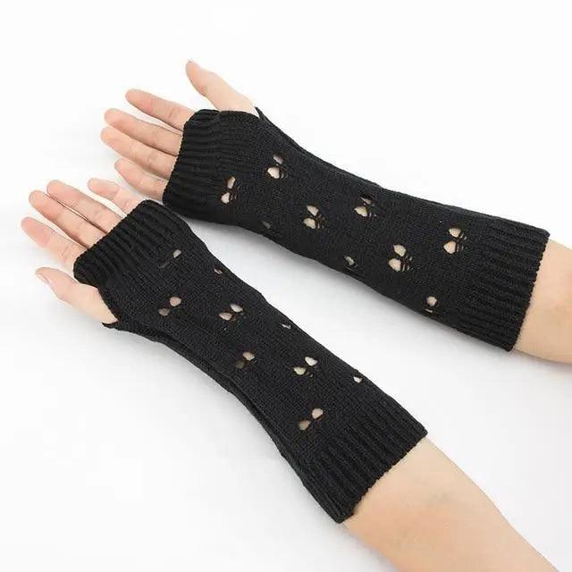 Gants sans doigts vintage pour femmes - Gants d'hiver élégants