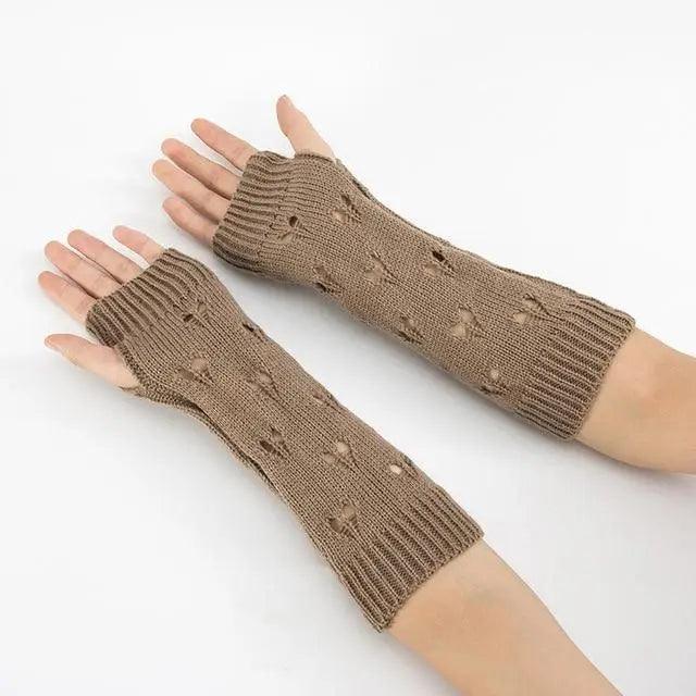 Gants sans doigts vintage pour femmes - Gants d'hiver élégants