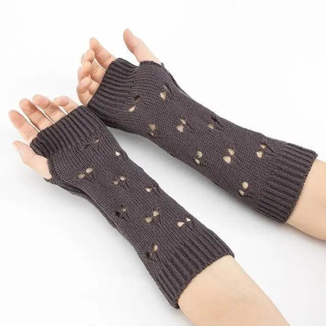 Gants sans doigts vintage pour femmes - Gants d'hiver élégants