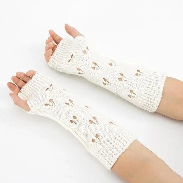 Gants sans doigts vintage pour femmes - Gants d'hiver élégants