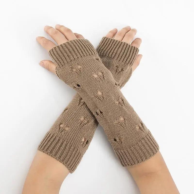 Gants sans doigts vintage pour femmes - Gants d'hiver élégants