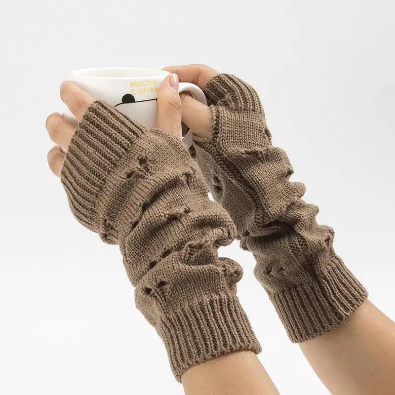 Gants sans doigts vintage pour femmes - Gants d'hiver élégants