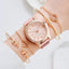 Montre à Quartz pour Femme en Or Rose de Luxe avec Cadran en Diamant