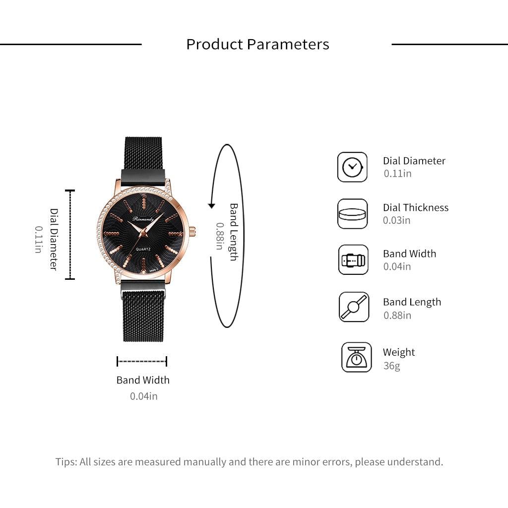 Montre à Quartz pour Femme en Or Rose de Luxe avec Cadran en Diamant