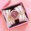 Montre à Quartz pour Femme en Or Rose de Luxe avec Cadran en Diamant