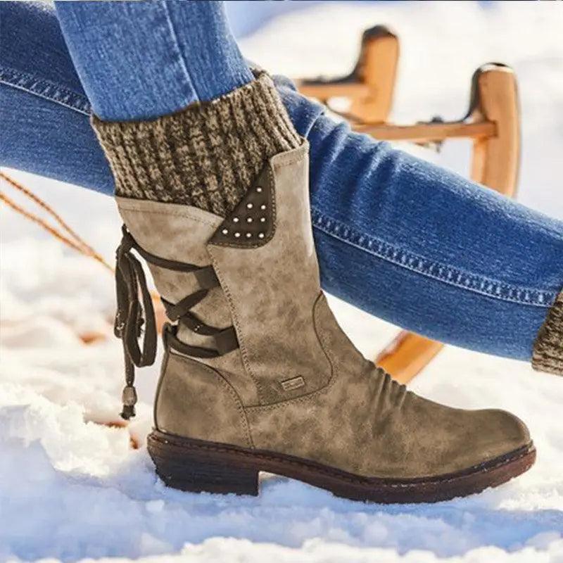 Women’s Winter Boots with Hoof Heels - Fashionable Comfort