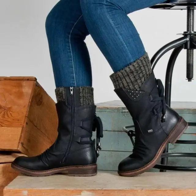 Women’s Winter Boots with Hoof Heels - Fashionable Comfort