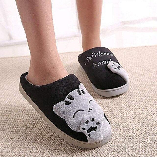 Women's Cozy Cat Print Winter Slippers