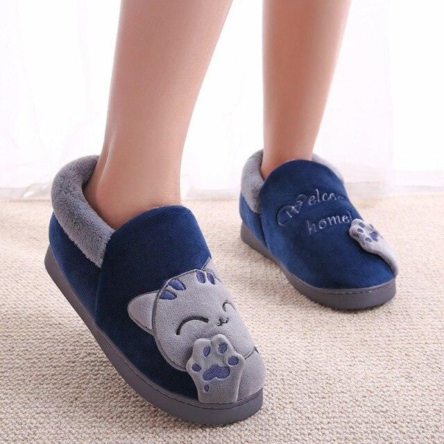 Women's Cozy Cat Print Winter Slippers